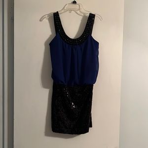 Blue/black short dress, medium, trixxi